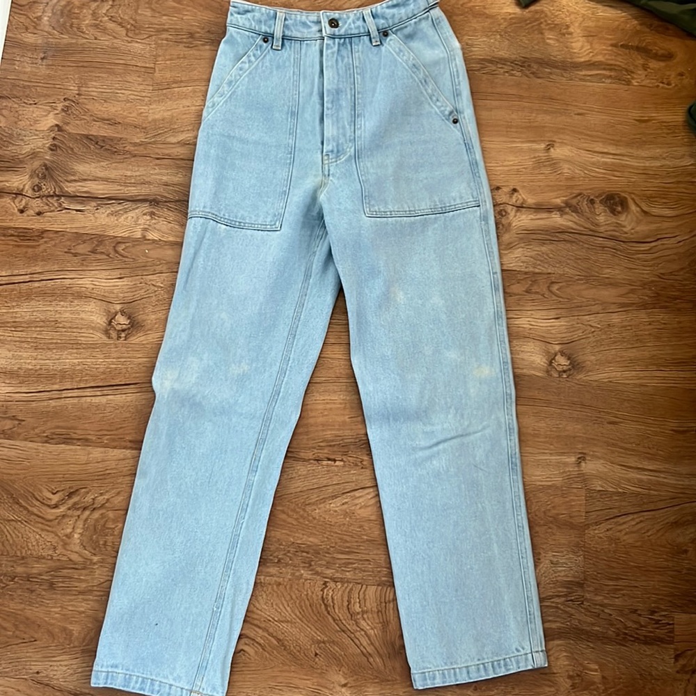 High waisted denim cargo detailing pants